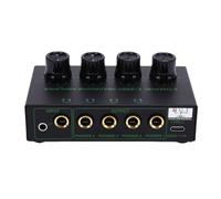 Luocute Amplificador de Auriculares de 4 Canales para Cada Canal, Mezclador de Amplificador de Estéreo, Mini Divisor de Auriculares, Perilla de Puerto de Fuente de Alimentación USB,