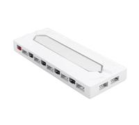 Luocute ARGB Splitter PWM Fan Hub, 1 a 10 Serial ATA Power Port 5V 3Pin Base Magnética PC Ventilador con Cubierta Splitter para Ventiladores de CPU de Computadora (WHITE)