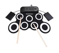 Luocute Batería Electrónica Portátil, Batería Enrollable de 7 Pads con Altavoces Integrados y Pedal, para Principiantes y Profesionales, con Conector para Auriculares USB MIDI (Versión en blanco