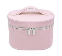 Luocute Bolsa de Maquillaje de Viaje, Organizador de Cosméticos de Gran Capacidad con Forro Extraíble y Bandas Elásticas, Estuche de Maquillaje Portátil para Mujeres, 6,50 X 5,71 X 8,27 (Pink)