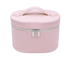 Luocute Bolsa de Maquillaje de Viaje, Organizador de Cosméticos de Gran Capacidad con Forro Extraíble y Bandas Elásticas, Estuche de Maquillaje Portátil para Mujeres, 6,50 X 5,71 X 8,27 (Pink)