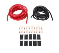 Luocute Cable de Alimentación 4AWG de 20 Pies con de Línea y Tubo Termorretráctil, Kit de Cable de Tierra de Alimentación Flexible Negro Rojo, para Altavoz de Radio de Coche