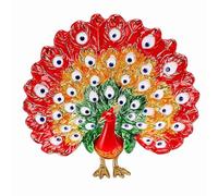 Luocute Caja de Baratija de Pavo Real Esmaltada, Joyero Pintado a Mano con Diamantes de Imitación y Cierre Magnético, para Decoración del Hogar (rojo)
