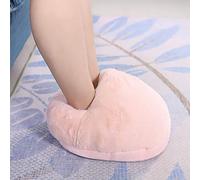 Luocute Calentador de Pies Eléctrico, Almohadilla Térmica de Felpa Recargable por USB con Terapia de Ajenjo para Aliviar el Dolor, Zapatillas de Franela Suave de Diseño Extraíble para (Rosada)