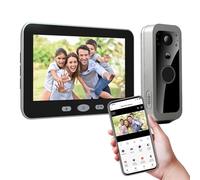 Luocute Cámara de Timbre con Video WiFi, Pantalla IPS de 5 Pulgadas 1080P Ángulo de Visión de 150 Grados Aplicación de Detección de Movimiento PIR Seguimiento Remoto, con Audio de Doble