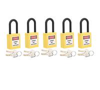Luocute Candado de Bloqueo, Nailon de 38 Mm, No Conductor, a Prueba de | Cerradura de seguridad con etiquetas de advertencia, grillete de 6 mm, viga que no se deforma, para fábricas, plantas de