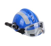 Luocute Casco de Rescate, Casco de Seguridad para Extinción de Incendios de Emergencia Casco ABS con Tira Reflectante y Faro para Trabajadores de Petróleo de Barcos Mineros de