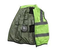 Luocute Chaleco de Refrigeración con 2 Ventiladores Extraíbles, Chaleco de Seguridad Transpirable con Rayas Reflectantes para Gestión del Estrés por Calor, Construcción, (verde fluorescente)