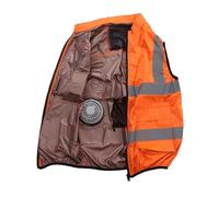 Luocute Chaleco de Refrigeración con 2 Ventiladores Extraíbles, Chaleco de Seguridad Transpirable con Rayas Reflectantes para Gestión del Estrés por Calor, Construcción, (naranja fluorescente)