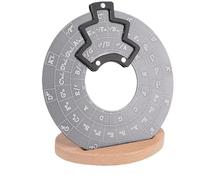 Luocute Círculo de Quinta Rueda, Herramienta de Aprendizaje Musical de Aleación de Aluminio con Tabla de Acordes y Soporte de Madera para Guitarra, Piano, Teoría Musical, Estudiantes y (GRAY)