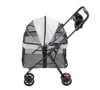 Luocute Cochecito para Mascotas, con Ventana Ancha de 180 Grados y Parasol de 3 Direcciones, para Perros Pequeños y Medianos, Basculador de Viaje Ligero Plegable (GRAY)