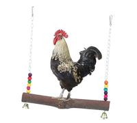 Luocute Columpio de Madera Natural para Pollo, Juguete Colgante para | Columpio de pollo con cuentas de madera, juguete para loros para gallinas, guacamayos, cacatúas y gallineros