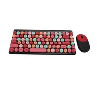 Luocute Combo de Teclado Inalámbrico y Ratón, Teclado de Máquina de Escribir Retro de Modo Dual Bluetooth de 86 Teclas con Teclas Redondas, Plug and Play para PC, Portátil, (Rojo)