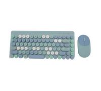 Luocute Combo de Teclado Inalámbrico y Ratón, Teclado de Máquina de Escribir Retro de Modo Dual Bluetooth de 86 Teclas con Teclas Redondas, Plug and Play para PC, Portátil, (Blue)
