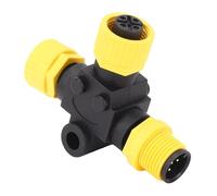 Luocute Conector NMEA 2000 T, 5 Pines M12 IP67 a Prueba de Agua, Aceite, Alta Temperatura, con Tuercas para Redes Lowrance Simrad B&G Navico (Yellow)