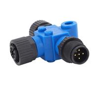 Luocute Conector NMEA 2000 T, 5 Pines M12 IP67 a Prueba de Agua, Aceite, Alta Temperatura, con Tuercas para Redes Lowrance Simrad B&G Navico (Blue)