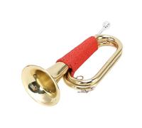 Luocute Corneta de Latón, Trompeta de Caballería Chapada en Oro con Sonido Claro y Brillante y Trenzado Rojo para la Banda Escolar de la Guardia de Honor del Campamento de Verano