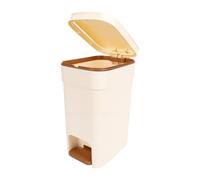 Luocute Cubo de Basura Grande con Tapa de Cierre Suave, Pedal de Doble | Cubo de Basura con Prensa para Cocina, Material PP, Acabado Crema, para Baño y Dormitorio, Capacidad 13 Galones de Residuos