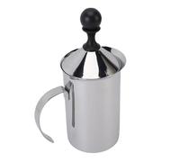 Luocute Espumador de Leche Manual, Espumador de Leche con Bomba Manual de Acero Inoxidable de 600 Ml con Filtro de Malla Doble para café Latte Cappuccino