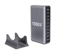 Luocute Estación de Carga USB C de 1000 W, Estación de Carga Rápida GAN III Pro de 10 Puertos con 4 Puertos PD 140 W 4 PD/PPS 100 2 QC 20, para Computadora (Enchufe de la UE)