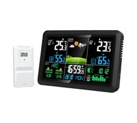 Luocute Estación Meteorológica Inalámbrica Termómetro Interior Exterior Higrómetro Reloj Atómico Estación de Pronóstico del Tiempo con 3 Sensores Remotos para el Invernadero del Patio (Enchufe de la