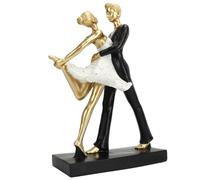 Luocute Estatua Romántica de Baile de Pareja, Elegante Figura de Escultura de Bailarina de Ballet, Decoración de Arte de Resina Moderna Abstracta con Acabado Dorado, para el Hogar, Mesa, (7130W-01)
