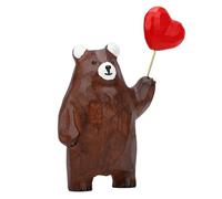 Luocute Figura de Oso con Corazón Rojo, Estatua de Animal Romántica, Centro de Mesa para el Día de San Valentín, Decoración de Fiesta en Casa, Regalo para él y Ella (Gray)