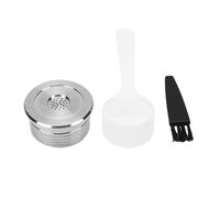 Luocute Filtro de café Recargable de Acero Inoxidable, Cápsula de café Reutilizable con Cuchara y Kit de Cepillo, Ajustado para la Máquina de café Delta Q, Uso Duradero, Preservar el