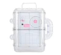 Luocute Jaula para Hámster, Hábitat de Doble Capa para Animales Pequeños con Gran Puerta Frontal, Conexión de Túnel, Asa Oculta y Múltiples Hebillas de Bloqueo para Hámsteres Enanos, (2 Niveles)
