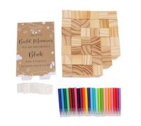 Luocute Juego de 80 Bloques de Madera DIY con 42 Plantillas, 24 Marcadores de Acuarela, 1 Letrero de Juego Decorativo, para de Decoración de Fiesta de Baby Shower