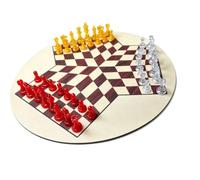 Luocute Juego de Ajedrez para Tres Jugadores con Tablero de 35 Cm y | Base de Alfombra de Goma a Prueba de Desgaste, King de 49 Mm, Juego de Estrategia Familiar para Multijugador, Piezas de