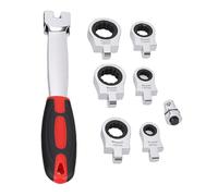 Luocute Juego de Llaves de Trinquete con Cabeza Flexible, 6 Cabezales Intercambiables Métricos de 8-19 Mm con Diseño de Bloqueo de Resorte Doble para Reparación de Automóviles,