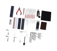 Luocute Kit de Herramientas de Reparación de Guitarra de 47 Piezas, Medidores de Acción de Cuerda de Barra de Nivelación de Traste Profesional, con Enrollador de Cuerda 3 en 1 y Bolsa