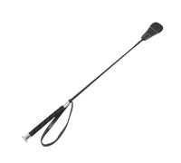 Luocute Látigo para Montar, Cultivo de Doma Ecuestre con Antideslizante y Correa de Goma para la Muñeca, Punta de Cuero de Fibra de PC, Tapa de Hongo Chapada en Níquel, 68 Cm para (Black)