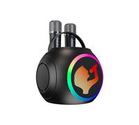 Luocute Máquina de Karaoke, Altavoz con 2 Micrófonos Inalámbricos Sound de Frecuencia Completa 2.4G Transmisión RGB Luces (Black)