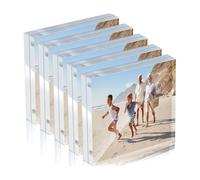 Luocute Marco de Fotos Acrílico, Paquete de 5, para Montaje en Mesa o Pared | Lámina Acrílica con Protección UV, Exhibidor Transparente sin Marco, Sostiene Fotos de 4x6 y 5x7, Imán de Doble Cara, para