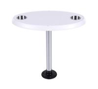 Luocute **Mesa para Barco Pontón 29.53x17.72x27.17 Pulgadas, 2 Portavasos** | **Superficie de Mesa Ovalada de 450x750 Mm, Mesa Ovalada Desmontable para Vehículos Recreativos, Yates, Vehículos de