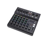 Luocute Mezclador de 6 Canales, Controlador de DJ con Reproductor de MP3 BT, Consola Mezcladora Portátil Incorporada Phantom Power de 48 V, Adecuada para Grabación de Estudio, (BLACK)