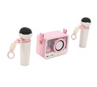 Luocute Mini Máquina de Karaoke, Altavoz Portátil con 2 Micrófonos Inalámbricos, Correa para Colgar para Aventuras Al Aire, Fiestas de Cumpleaños, Actividades en el Aula (Pink)