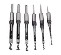 Luocute Mortisio de Agujero Cuadrado Mastor de Perforación de Cincel 6pcs 1/4, 5/16, 3/8, 1/2, 9/16, 5/8, HSS Woodworking Hole Saw Saw Mortising Choceal de Perforación para Máquinas de