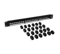 Luocute Panel de Conexión de 24 Puertos y 10 Gbps, Montaje en Rack de 1U | 24 Acopladores RJ45 Precargados, Marco de Acero Laminado en Frío, Panel de Red Cat6, Barra de Gestión de Cables, Se Adapta