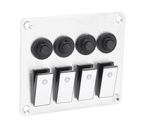 Luocute Panel de Interruptor Basculante de 4 Bandas, Interruptor de Palanca Impermeable de Aluminio con Retroiluminación Azul de 12V 24V con Disyuntor, para RV UTV Truck Marine Boat