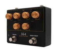 Luocute Pedal de Preamplificador de bajo, Caja DI EQ de 4 Bandas de Alto Voltaje de 18 V de Grado de Estudio con Salida de Auriculares Entrada Auxiliar y Selección de Post, para