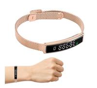 Luocute Pulsera Inteligente de Actividad Física, Monitor de Salud Bluetooth 5.3 con Aplicación para e iOS, Resistente Al Agua para Nadar y Correr, Ligera (16,5 G,6 mm), Múltiples Modos (Gold)