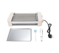 Luocute Rodillo Eléctrico para Perros Calientes, Máquina para Cocinar a la Parrilla de Salchichas de 6 Tubos, 550 W, Completamente Automática con Temperatura Ajustable, Acero Inoxidable
