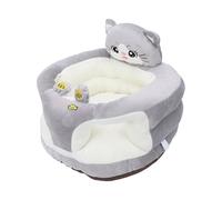 Luocute Silla de Apoyo para Sentarse para Bebés de Felpa, sofá para Aprender a Sentarse con Respaldo para que el bebé Aprenda a, Diseño de Dibujos Animados para la Sala de Estar (gato gris)