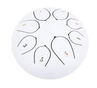 Luocute Tambor de Lengua de Acero 6 Pulgadas 8 Notas, Tambores de Mano con Clave de Viaje de Viaje Ralicias de Dedo y Libro de Música, Percusión para Educación Musical Meditación Yoga (WHITE)