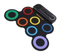Luocute Tambor Electrónico Enrollable Manual, Juego de Batería para Niños de 7 Almohadillas con Altavoz Estéreo Incorporado y Diseño Recargable, Kit de Batería Enrollable Portátil para