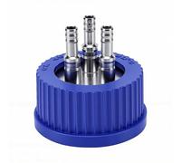 Luocute Tapa de Botella de Seguridad GL45 con 3 Puertos, Inserto de Acero Inoxidable 304 con Cubierta de PBT para Uso en Laboratorio, Tamaño Mediano de 6 a 8 Mm de Diámetro