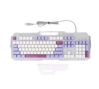 Luocute Teclado de Sensación Mecánica, Teclado para Juegos con Cable USB Retroiluminado RGB de 104 Teclas con System de Drenaje a Prueba de Agua Triple Color (Purple)